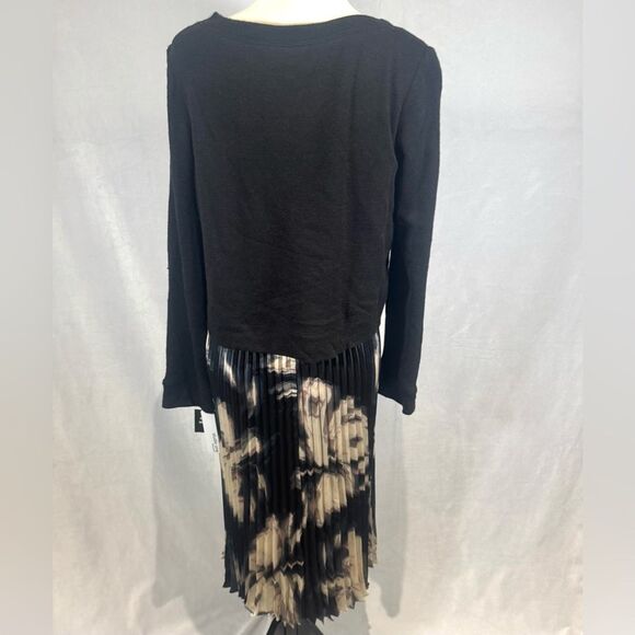 Studio I sweater top satin pleated skirt mixed media midi dress size XL NWT - Picture 5 of 8